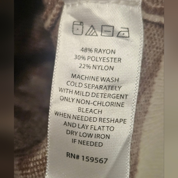 Women Size S  Houndstooth Soft Open Front Pockets Cardigan rayon brown cream - Picture 7 of 9